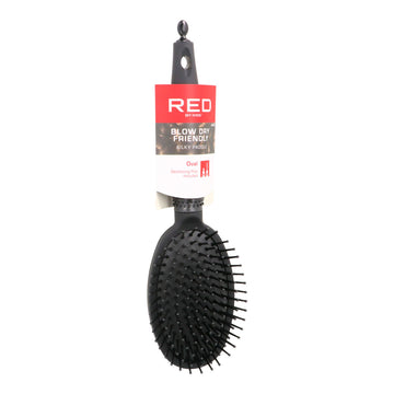 Detangling Hairbrush Red Kiss Kiss Rubberized Black Oval