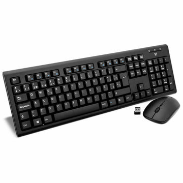 Keyboard and Mouse V7 CKW200ES Black Spanish Qwerty