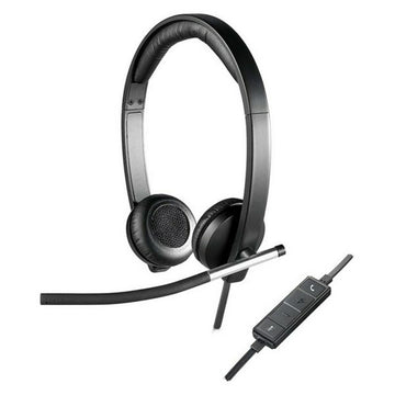 Headphones with Microphone Logitech 981-000519 USB 2.0 Black Silver