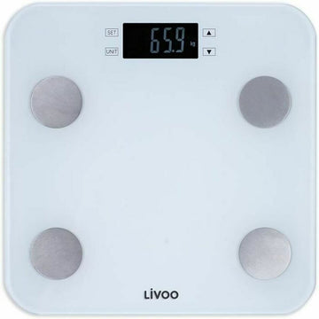 Digital Bathroom Scales Livoo DOM427W White Tempered Glass 180 kg
