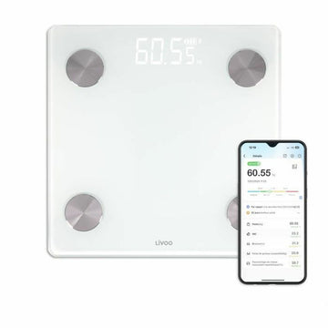 Digital Bathroom Scales Livoo DOM528W White Tempered glass 180 kg