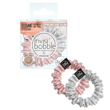Rubber Hair Bands Invisibobble Invisibobble Sprunchie Slim bella chrome Spiral 2 Units