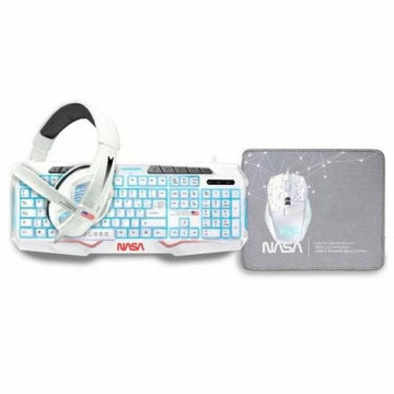 Keyboard and Mouse NASA White Spanish Qwerty