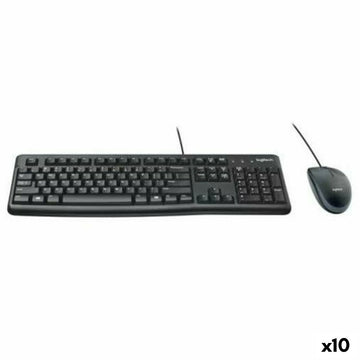 Keyboard and Mouse Logitech MK120 Black Spanish Qwerty (10 Units)