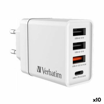 Wall Charger Verbatim White 30 W (10 Units)