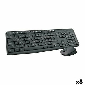 Keyboard and Mouse Logitech MK235 Black Spanish Qwerty (8 Units)