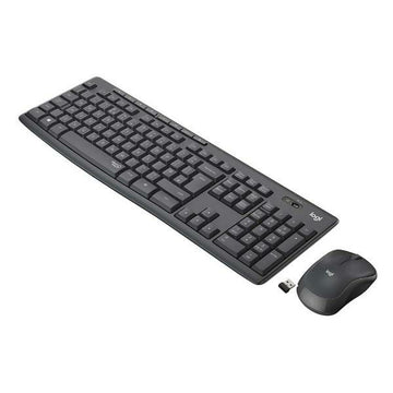 Keyboard and Wireless Mouse Logitech White Black Steel Portuguese