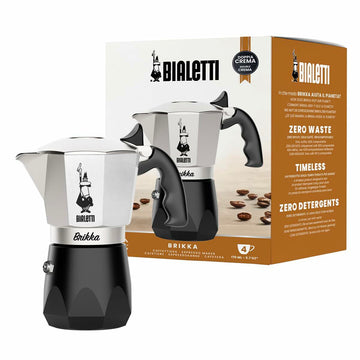 Italian Coffee Pot Bialetti Black Aluminium Thermoplastic 4 Cups