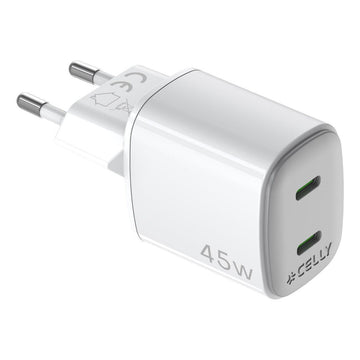 Wall Charger Celly UPTC2USBC45WWH White 15 W