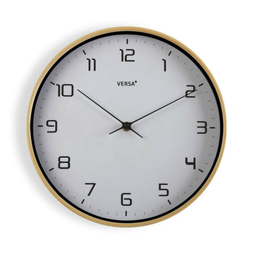 Wall Clock Versa Wood White 30,5 x 4,3 x 30,5 cm Quartz Polyurethane