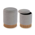 Detachable Pouffe Versa Grey Bamboo MDF Wood 36 x 44 x 36 cm (2 Pieces)