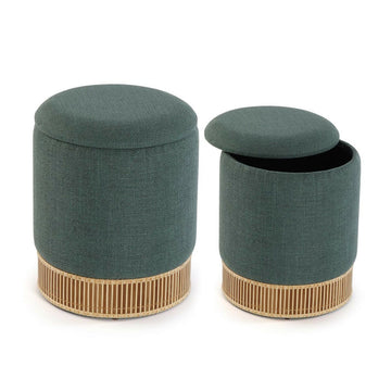 Detachable Pouffe Versa Green Bamboo MDF Wood 36 x 44 x 36 cm (2 Pieces)