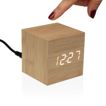 Alarm Clock Versa MDF Wood Minimalist 6,4 x 6,3 x 6,4 cm