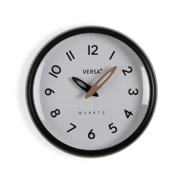 Wall Clock Versa White Black Plastic