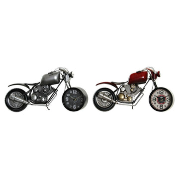 Table clock DKD Home Decor Red Grey Motorbike Motorcycle Vintage (2 Units) (2 Pieces)