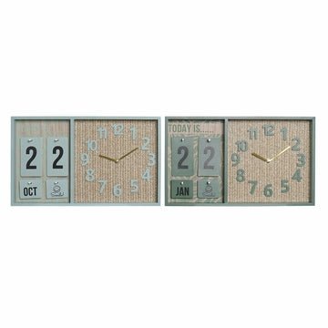 Wall Clock DKD Home Decor Green Wood polypropylene Plastic MDF Wood Tropical 40 x 5 x 24 cm (2 Units)