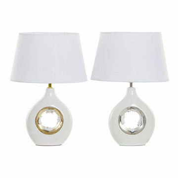 Desk lamp DKD Home Decor White Silver Polyester Porcelain 220 V Golden 50 W (2 pcs) (31 x 21 x 45 cm)