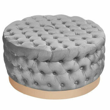 Footrest DKD Home Decor Grey Polyester MDF Wood (78 x 78 x 40 cm)