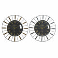 Wall Clock DKD Home Decor Crystal Silver Black Golden Iron 70 x 7 x 70 cm (2 Units)