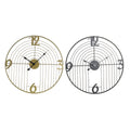 Wall Clock DKD Home Decor Black Golden Metal Modern 45 x 3 x 45 cm (2 Units)