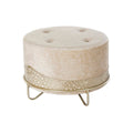 Footrest DKD Home Decor Beige Golden Metal Polyester (63 x 63 x 42 cm)