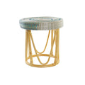 Footrest DKD Home Decor Natural Turquoise White Rattan Tropical Seagrass (41 x 41 x 42 cm)