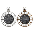 Wall Clock DKD Home Decor 60 x 6,5 x 78 cm Crystal Silver Black Golden Iron (2 Units)