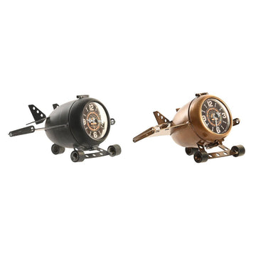 Table clock DKD Home Decor Black Golden Aeroplane Vintage (2 Units)