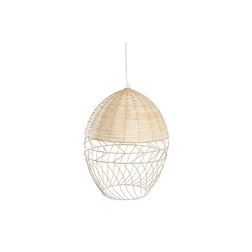 Ceiling Light DKD Home Decor Metal White Light brown Rattan 50 W (30 x 30 x 38 cm)