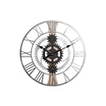 Wall Clock DKD Home Decor Silver Black MDF Iron Gears Loft (60 x 4 x 60 cm)