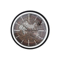 Wall Clock DKD Home Decor World Map Brown Black Iron Vintage 59,5 x 8,5 x 59,5 cm