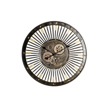 Wall Clock DKD Home Decor Black Golden Iron Vintage 65 x 6,7 x 65 cm