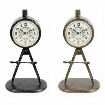 Table clock DKD Home Decor 17 x 8 x 31 cm Black Golden Iron PVC Loft (2 Units)