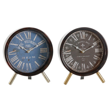 Table clock DKD Home Decor Blue Black Vintage (2 Units)