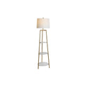 Floor Lamp DKD Home Decor Golden Metal Polyester White 50 W MDF Wood (41 x 41 x 156 cm)