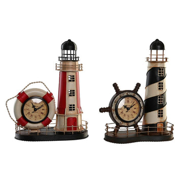 Table clock DKD Home Decor Black Red Headlight Vintage (2 Units)