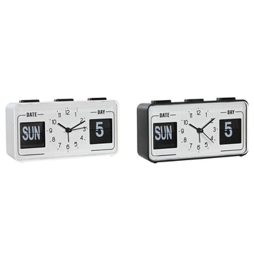 Alarm Clock DKD Home Decor White Black PVC 17 x 5 x 9 cm (2 Units)