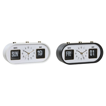 Alarm Clock DKD Home Decor White Black PVC 20 x 6 x 9,5 cm (2 Units)