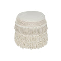 Footrest Home ESPRIT White Fringe 40 x 40 x 45 cm