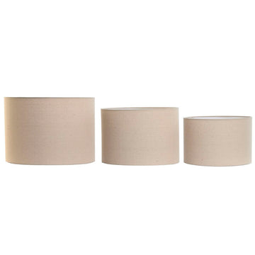 Lamp Shade Home ESPRIT Beige Linen Metal Urban 40 x 40 x 28 cm (3 Pieces)