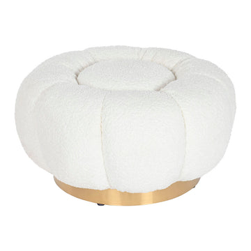 Footrest Home ESPRIT White Polyester Metal 65 x 65 x 35 cm