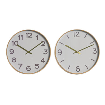 Wall Clock Home ESPRIT White Golden PVC 30 x 4 x 30 cm (2 Units)