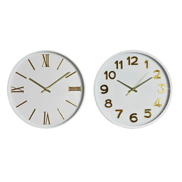 Wall Clock Home ESPRIT White Golden PVC 30 x 4 x 30 cm (2 Units)