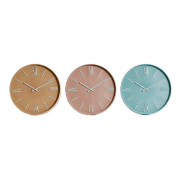 Wall Clock Home ESPRIT Blue Pink Mustard PVC 30 x 4 x 30 cm (3 Units)