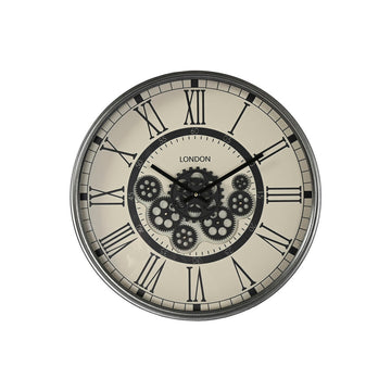 Wall Clock Home ESPRIT White Black Dark grey Iron MDF Wood 54 x 8 x 55 cm