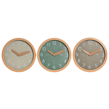 Wall Clock Home ESPRIT Brown Green Grey polystyrene 30 x 4 x 30 cm (3 Units)