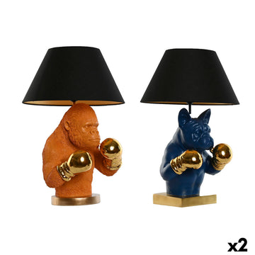 Desk lamp Home ESPRIT Blue Black Orange Golden Resin 50 W 220 V 36 x 36 x 55 cm (2 Units)