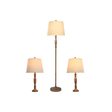 Floor Lamp Home ESPRIT Brown Cream 50 W 220 V 38 x 38 x 150 cm (3 Pieces)