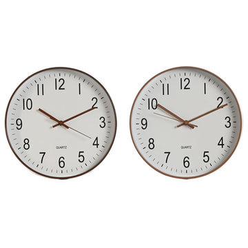 Wall Clock Home ESPRIT White Brown Natural PVC 30 x 4 x 30 cm (2 Units)