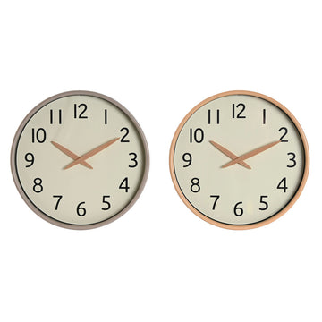 Wall Clock Home ESPRIT Beige Natural PVC Wood 30 x 4,7 x 30 cm (2 Units)